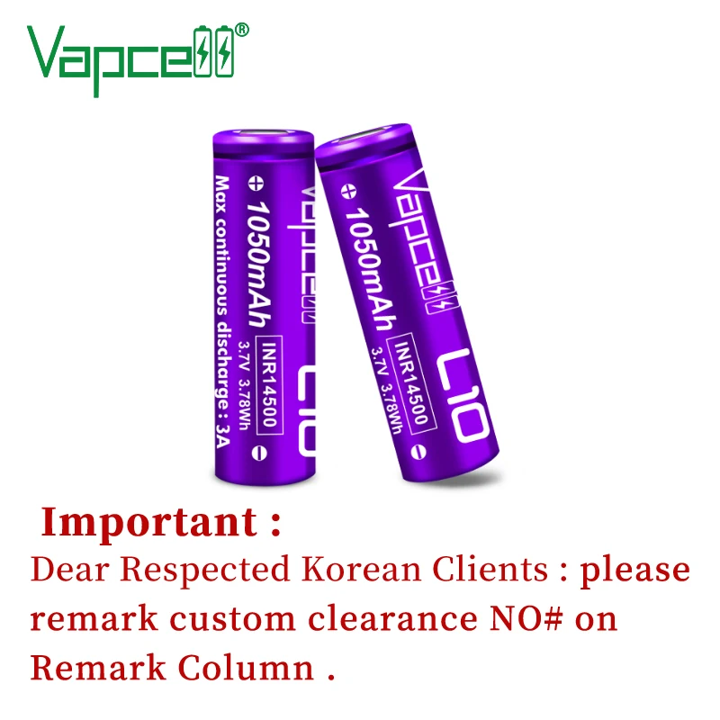 Оригинальная литиевая мини-батарея Vapcell 3 7 в перезаряжаемая батарея INR 14500 1050 мАч 3A