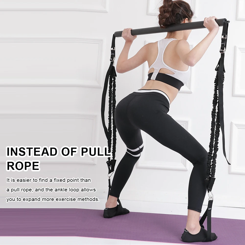 

Pilates Bar Portable Exercise Stick Black Metal Yoga Exercise Pilates Bar for Weight Training Muscle Toning