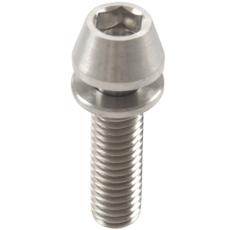 

12 Pcs Titanium Bicycle Stem Bolt Ultralight Mountain Bike Bolts Tapered Head Screw + Washer Gasket-Silver & Black
