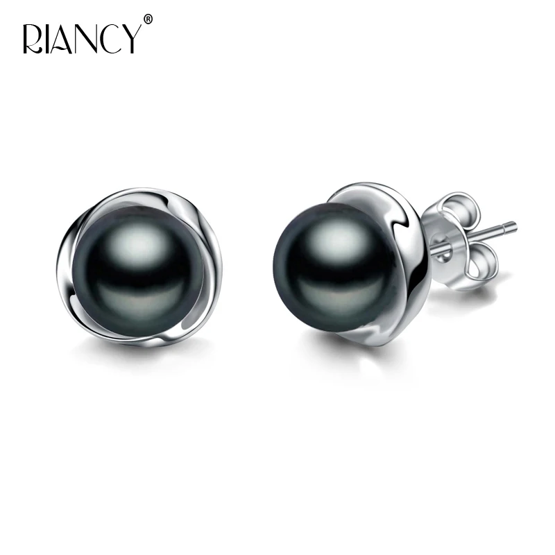

100% real natural pearl stud Earring for women silver 925,black freshwater pearl jewelry mother's best gift high quality