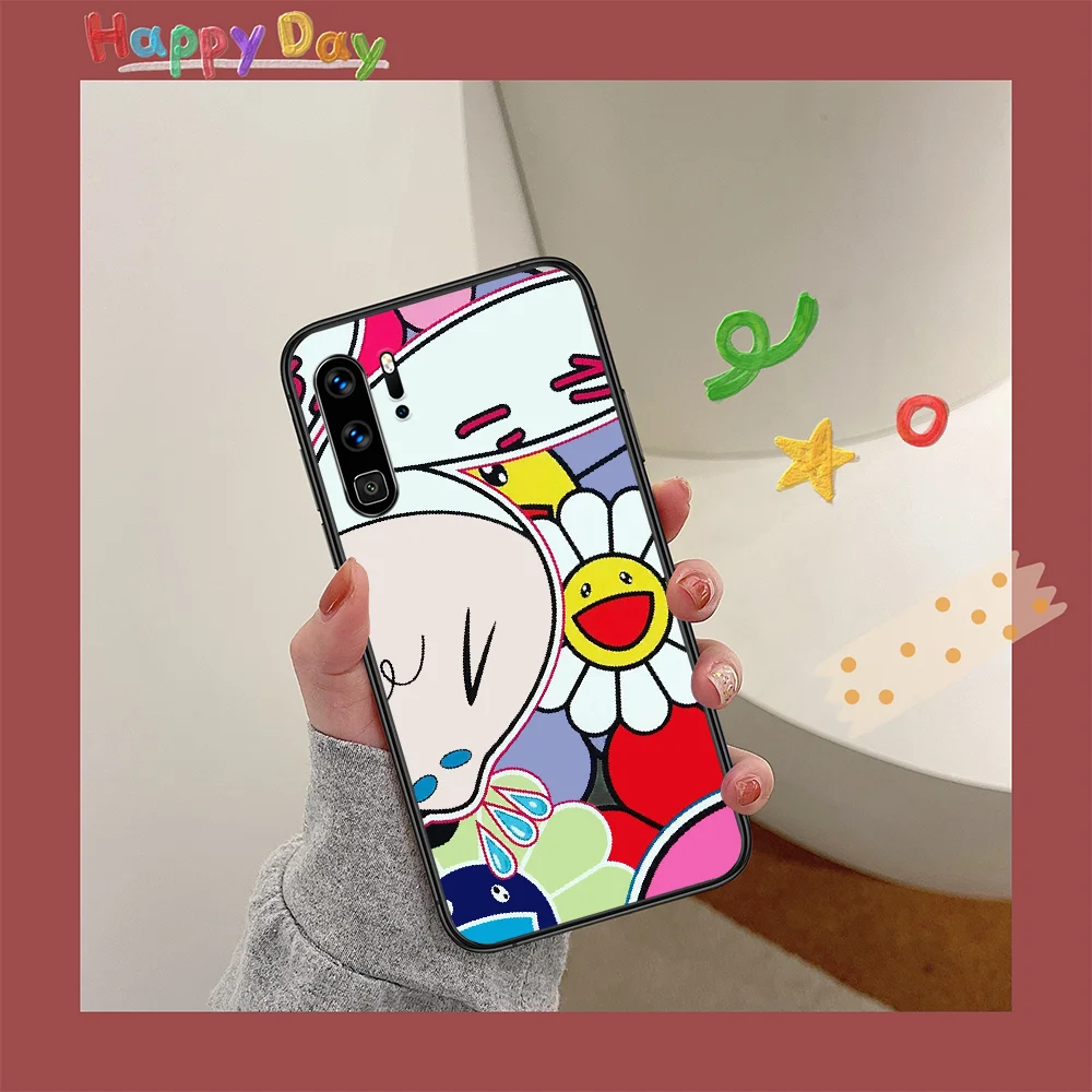 

Murakami Japan Flower Smile Phone Case For HUAWEI P 9 10 20 30 40 Lite smart Pro Z 2019 Nova 5T 6 7 i black Etui Painting