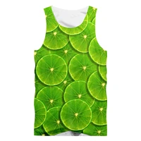 ujwi lemon fruit vest design picture green casual fashion tank top wholesale 3d print mens oversized clothing dropship 5xl