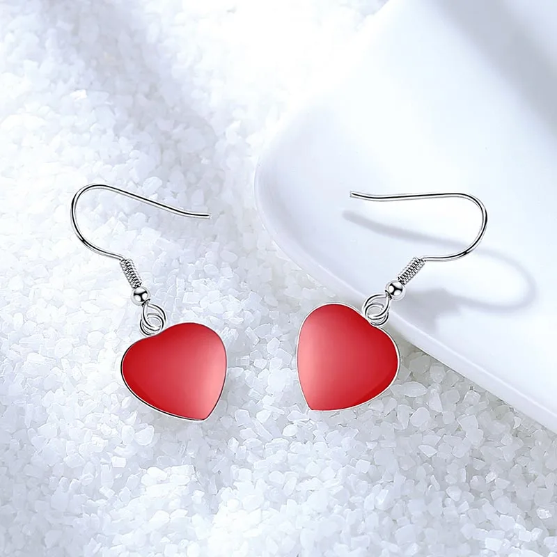 Серьги подвески женские из серебра 925 пробы с большим красным