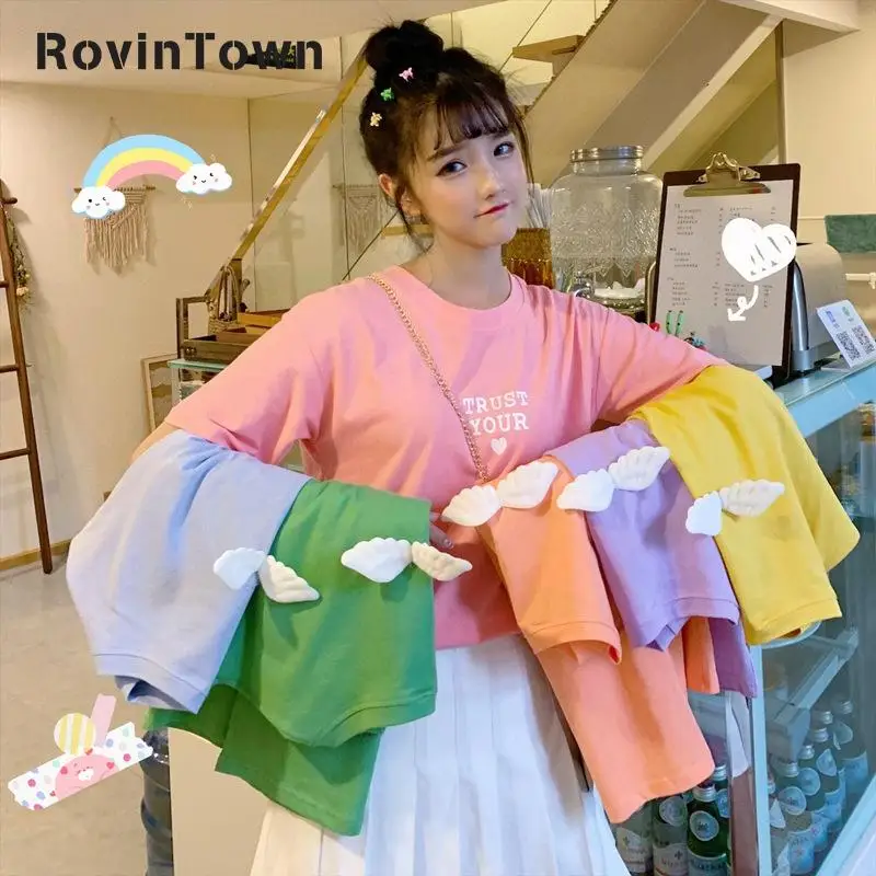 Летняя одежда футболка в Корейском стиле Женская хлопковая с короткими рукавами