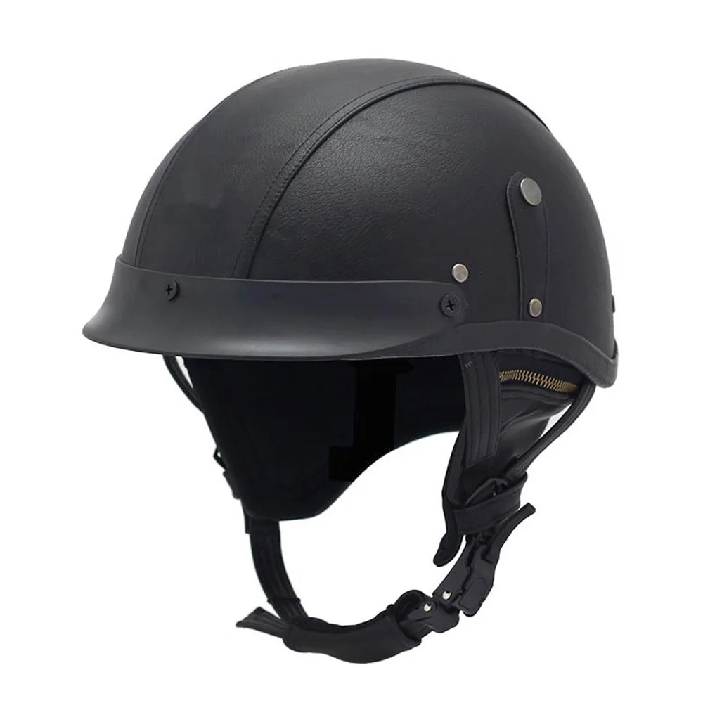 Кожаный мотоциклетный шлем винтажные полушлемы с открытым лицом для