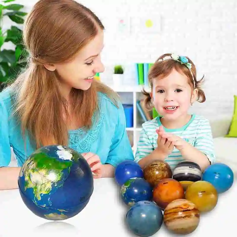 

6.3cm Color Printing Sponge Soft Ball Eight Planets Moon Star Ball Early Education Foaming Children's Toy Bouncy Ball