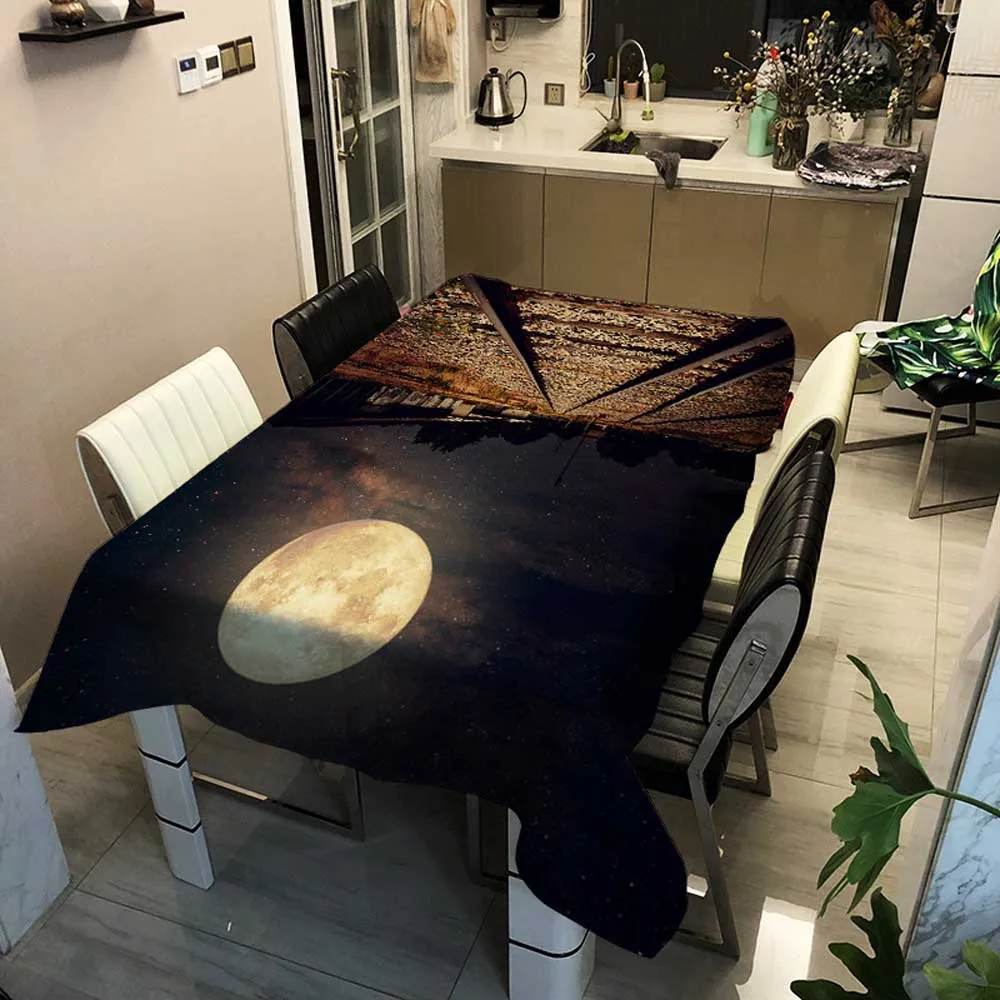Moon Planet Print прямоугольная скатерть с квадратным принтом земли темно синяя