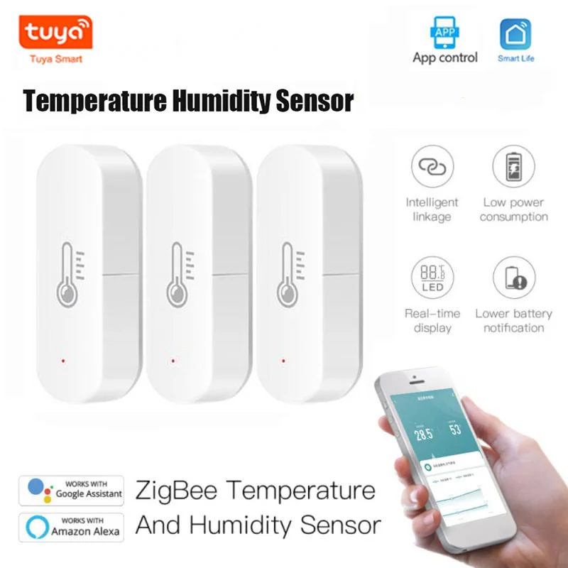 

Умный датчик температуры и влажности Tuya ZigBee, домашний гигрометр, термометр с поддержкой Alexa Google Home Assistant