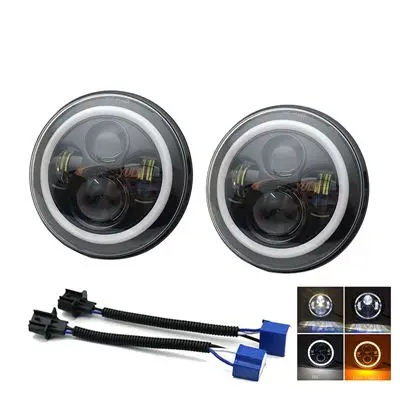 40w black 2X7 дюймов круглый светодиодный фары проекционный комплект фар для Jeep Wrangler JK TJ LJ lada niva 4x4 suzuki samurai Hummer H1 H2 - Цвет: 40w black