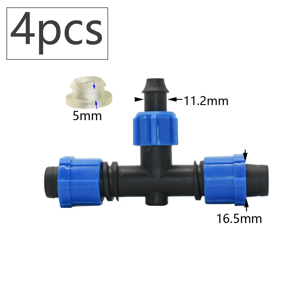 16mm 5/8'' Drip Irrigation Tape Shut-Off Valve Elbow Tee End Plug Thread Lock Connector Garden Watering Pipe Hose Joints