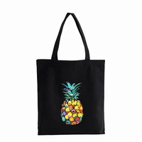 fruit anime shopping bag pineapple orange print totes canvas book shoulder bag eco reusable travel storage bag students bolsas
