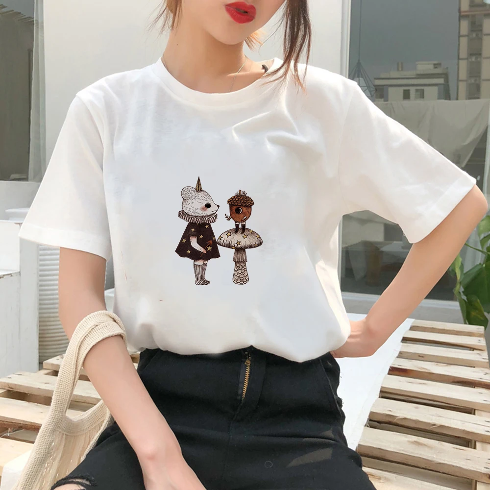 

Women T Shirt Cute Devil Mushroom Graphic Edgy Novelty 2021 New Arrivals Summer Top O-neck Europe and America Instagram Clothes
