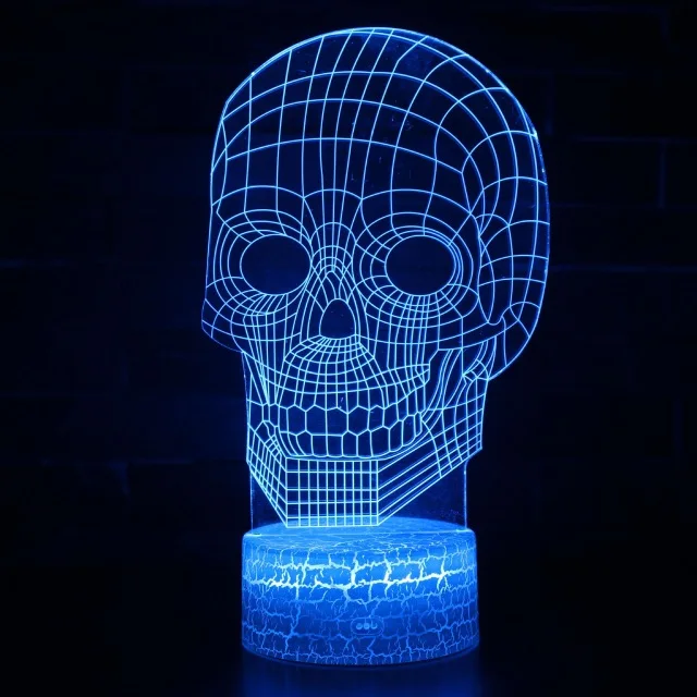 Трещина база Скелет 3D лампа светодиодный USB креативный Череп 3d Ночной светильник