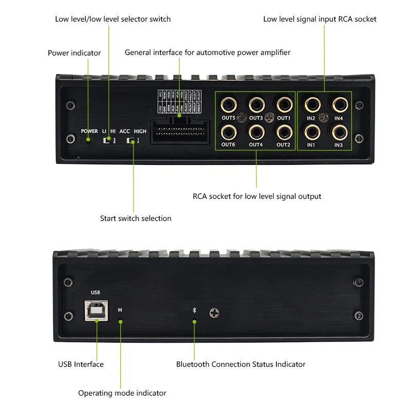 4-канальный автомобильный Стереоусилитель мощности Sennuopu SQ-8 с Bluetooth 6-канальный