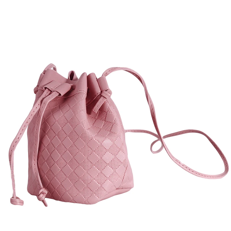 

Women Fashion Messenger Bag All-match Solid Color Drawstring Bucket Shoulder Bag Leather Fashion Crossbody Bags