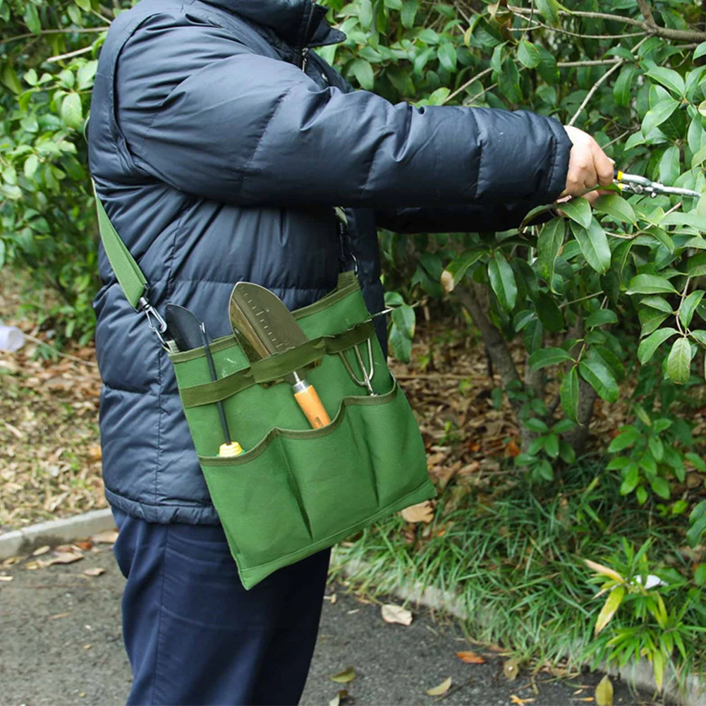

Garden Tool Bag Storage Organizer Bag Waterproof Canvas Cross Body Shoulder Bag Diagonal Tool Shoulder Bag Green Gray