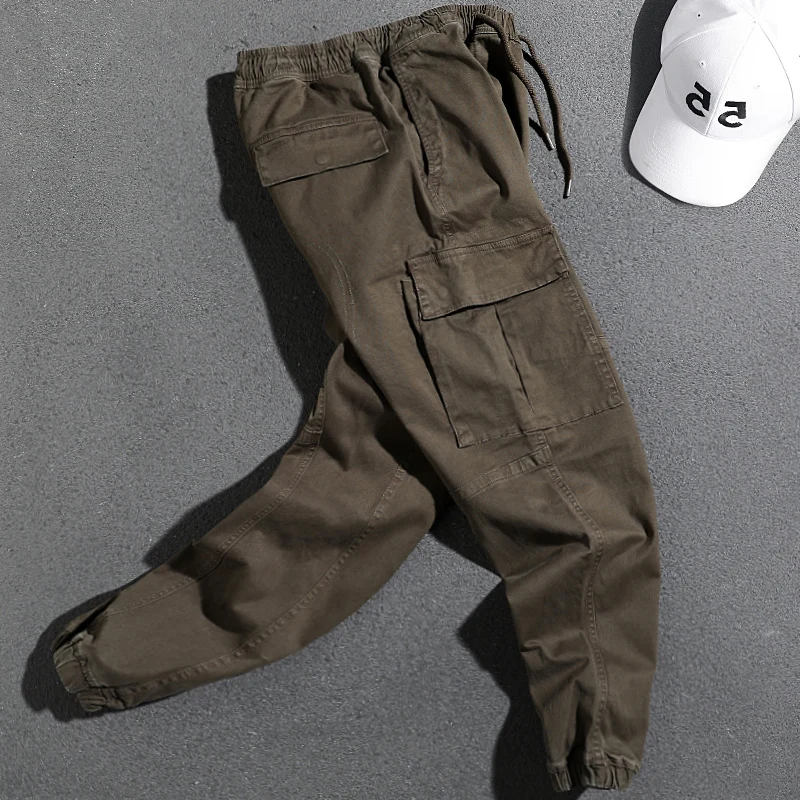Autumn New Casual Pants Men's Loose Drawstring Multi-Pocket Ankle Banded Working Pants Youth All-Matching Fashionable Trousers