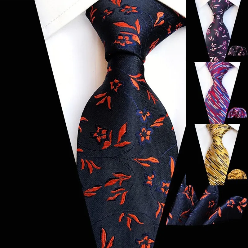 

8cm Men Tie Cravat Cufflinks Set Red Fashion Ties for Men Handkerchief Party Man Necktie Gift Wedding Accessories