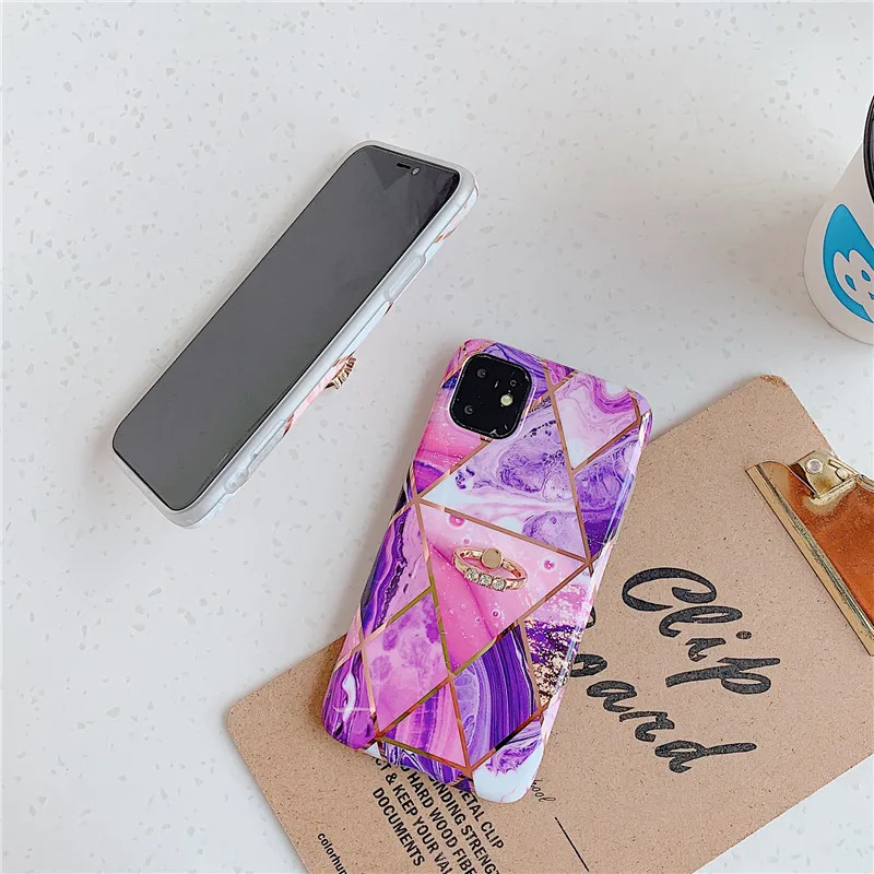 FLYKYLIN чехол с кольцом подставкой для iphone XS XR X 7 8 6 S SE 2 задняя панель мраморный