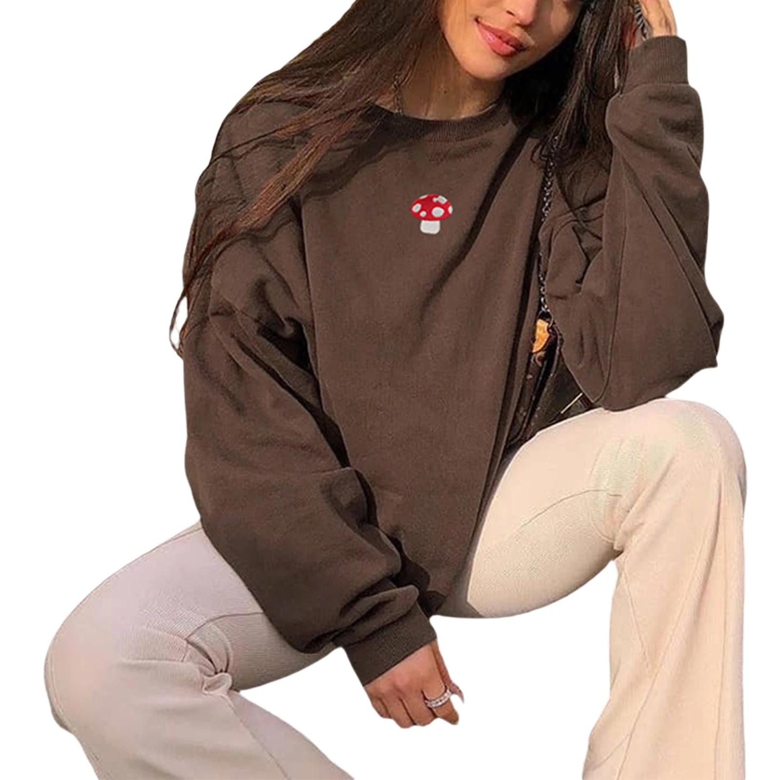 Женская толстовка с капюшоном dewbow корейский Свободный Коричневый Пуловер