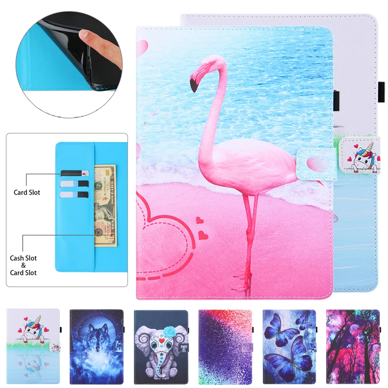 Funda para Huawei Coque para Huawei Tablet Mediapad Case 1 Polegada Bonito Flamingo Unicórnio Carteira 10.1 t5 10