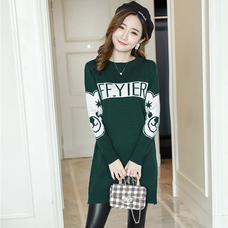 2019 длинные свитера для беременных трикотажное платье модное свитер Топ