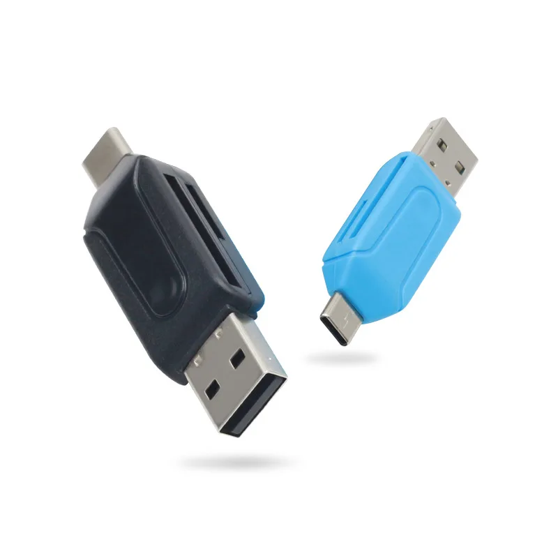 

USB OTG адаптер 2 в 1, универсальный адаптер Type-c Micro устройство для чтения карт SD TF, флэш-накопитель, смарт-устройство для чтения карт памяти типа ...
