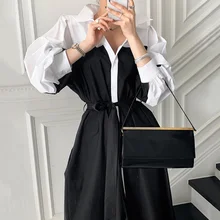 Vestido de verano de estilo coreano con manga abombada, elegante, con solapa francesa, diseño de costuras en contraste y cordones en la cintura, 2021 (1)