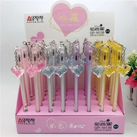 40 pcslot kawaii crystal love pendant gel pen cute 0 38mm black ink signature pens school writing supplies promotional gift