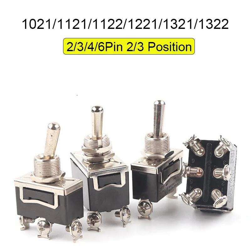 

1PCS 12mm 2/3/4/6/ Pin 2/3 Positions Toggle Switch AC 250V 15A N-OFF ON-OFF-ON Copper/Silver Contact New High Quality