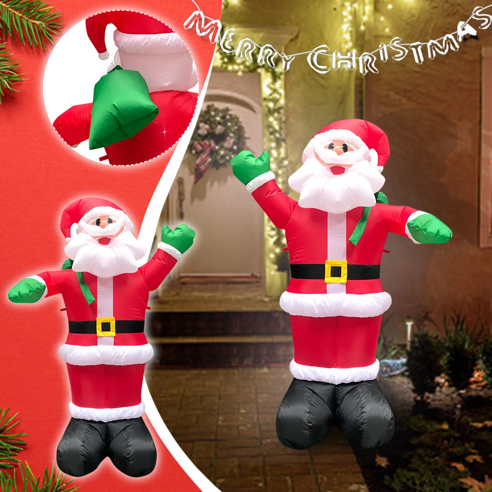 

Рождественское Надувное украшение в виде Санта-Клауса, 8 футов, со светодиодной подсветильник кой