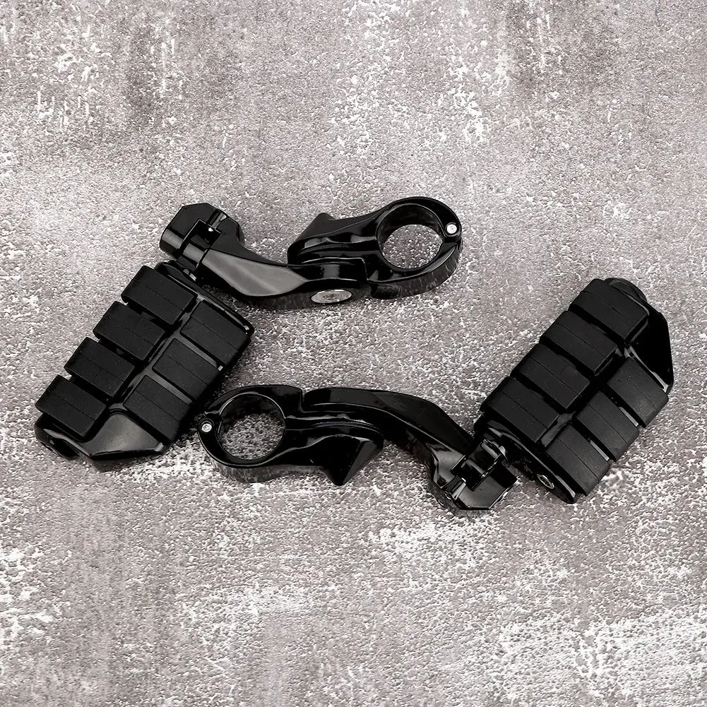 Пара черных левых и правых регулируемых коротких подножек для ног с кронштейном