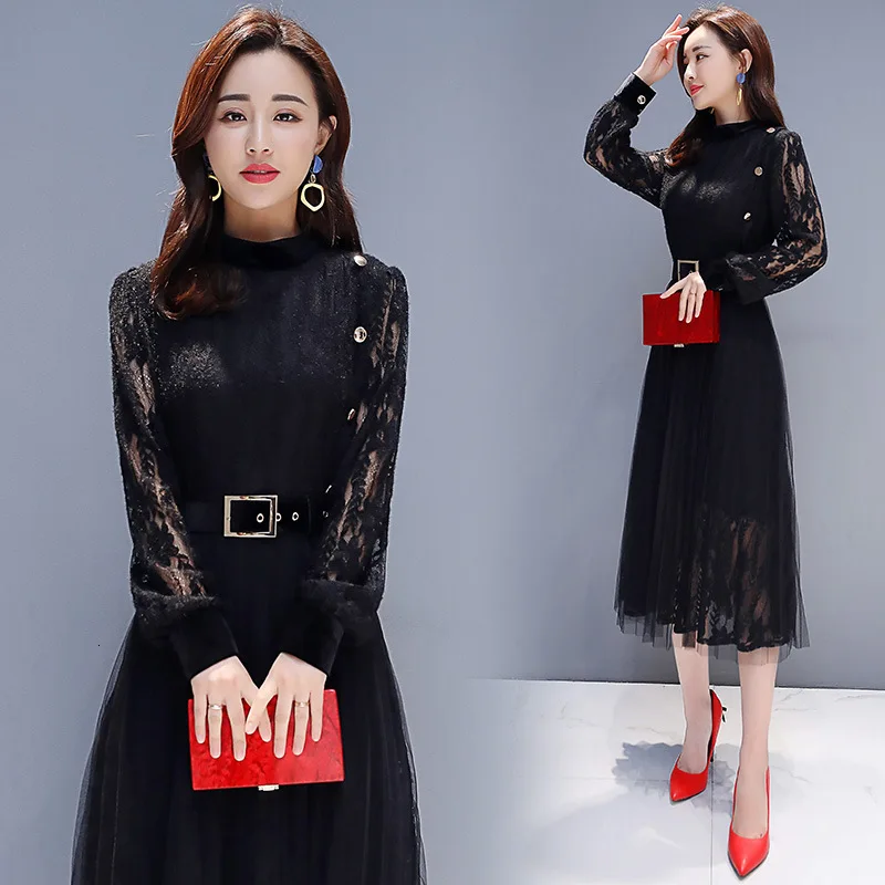 Французский темперамент кружевное платье для женщин 2019 реноважная тонкая юбка