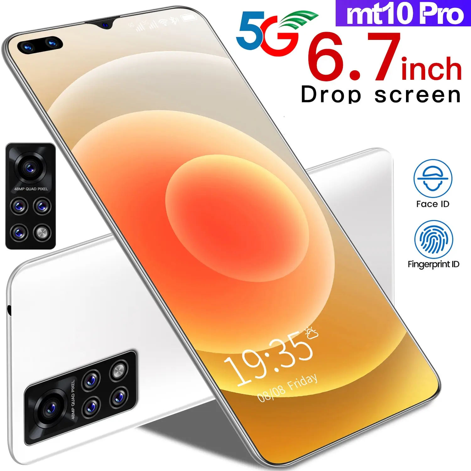 

Mt10 Pro 6.7 Inch Water Drop 8+128gb Face Unlock 4g Lte 5g Andriod Smart Phone 2021 New Global 10 Core 4800mah Cell Phone