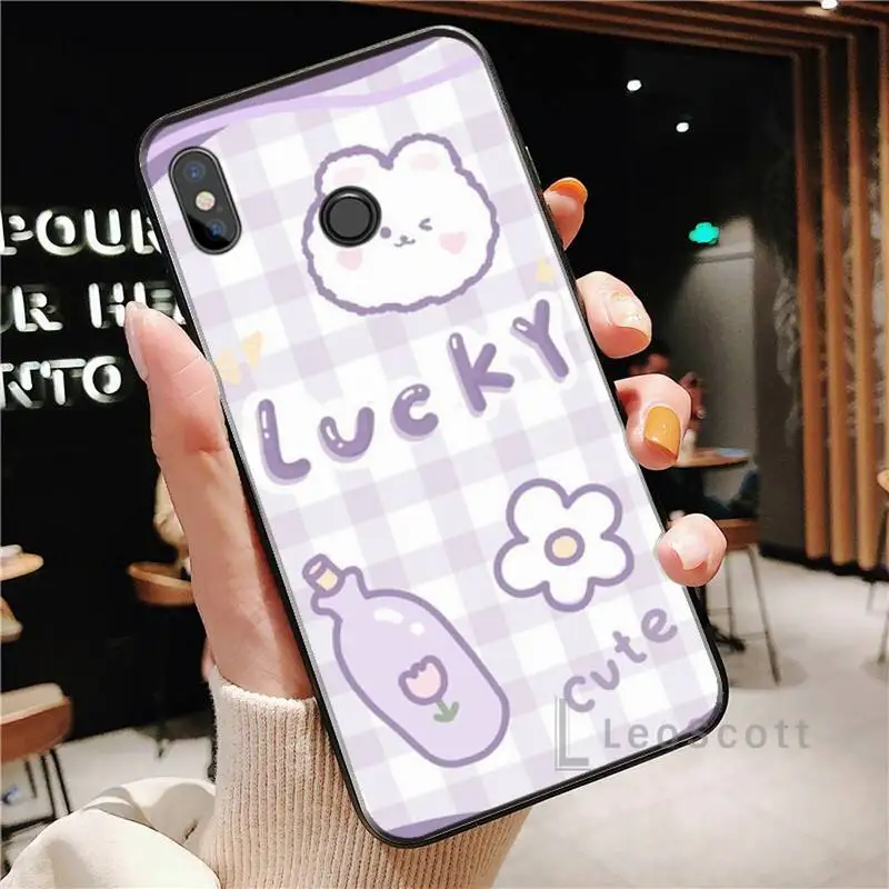

Cute cartoon girl with bear Phone Case For Xiaomi Redmi Note 4 4x 5 6 7 8 pro S2 PLUS 6A PRO