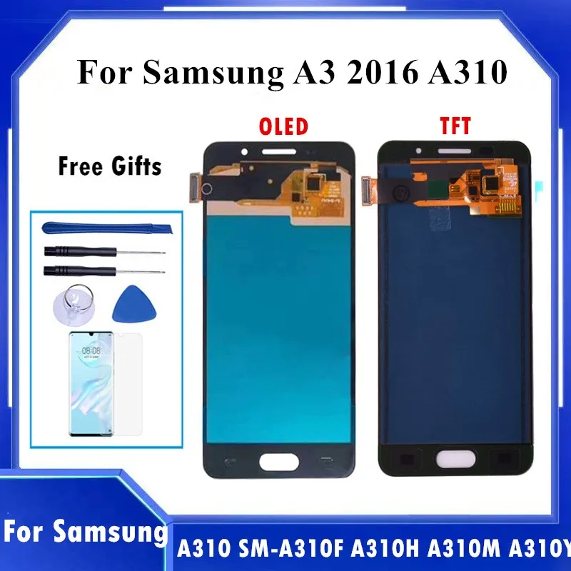 100% протестированный ЖК-дисплей 4,7 дюйма для Samsung Galaxy A3 A 3 2016 A310 SM-A310F A310H A310M A310Y, ЖК-дисплей с сенсорным экраном и дигитайзером в сборе