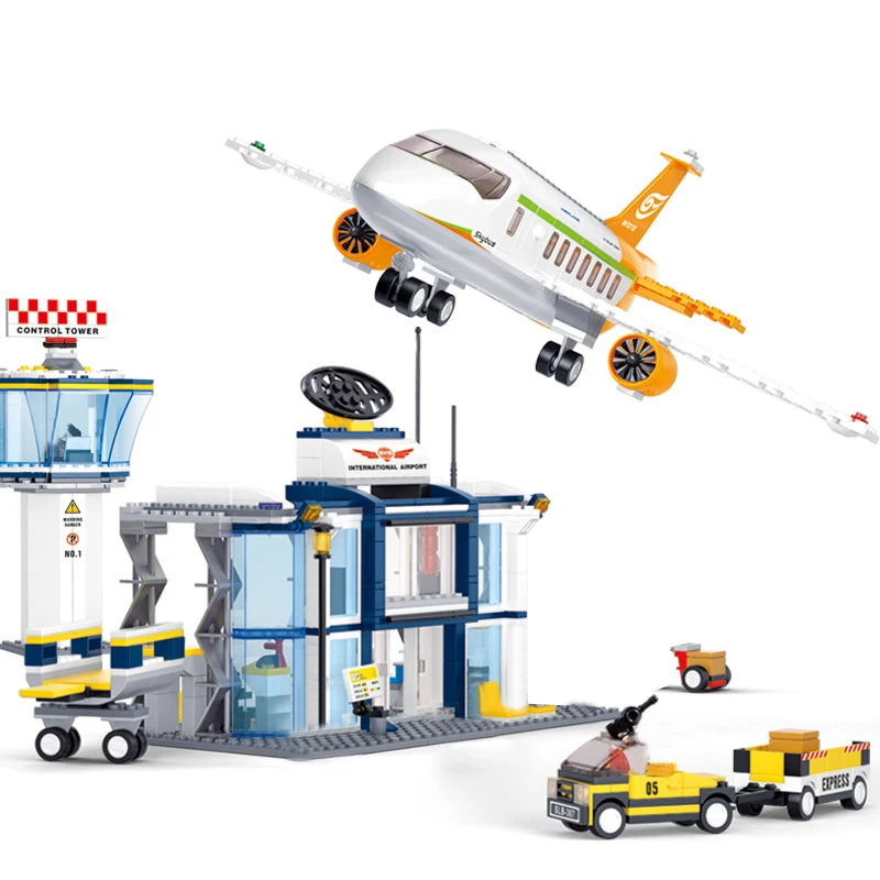Серия городской самолет международный аэропорт аэробус набор строительных