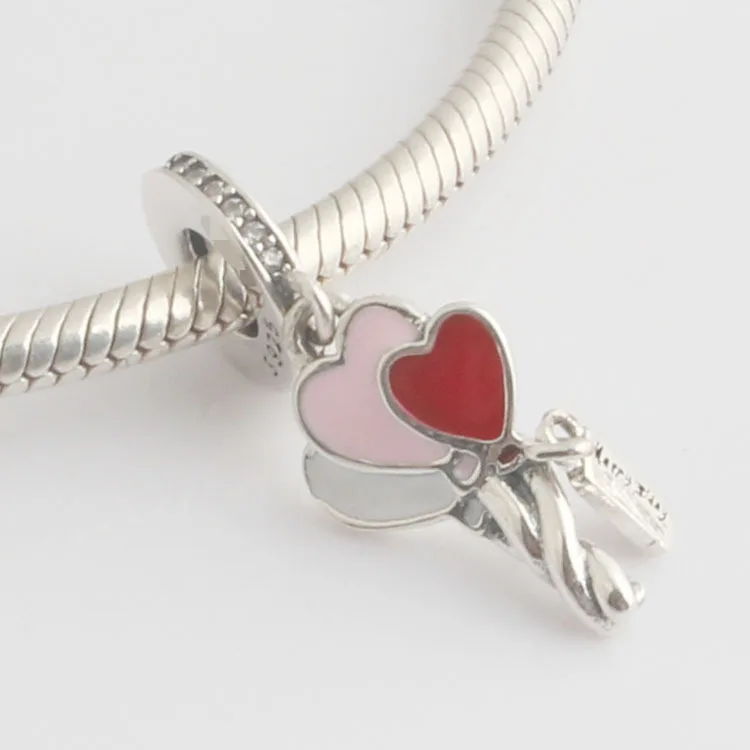 

Original 925 Sterling Silver Bead Charm Heart Balloons Pendant Charm Fit pan Women Bracelet & Necklace Diy Jewelry