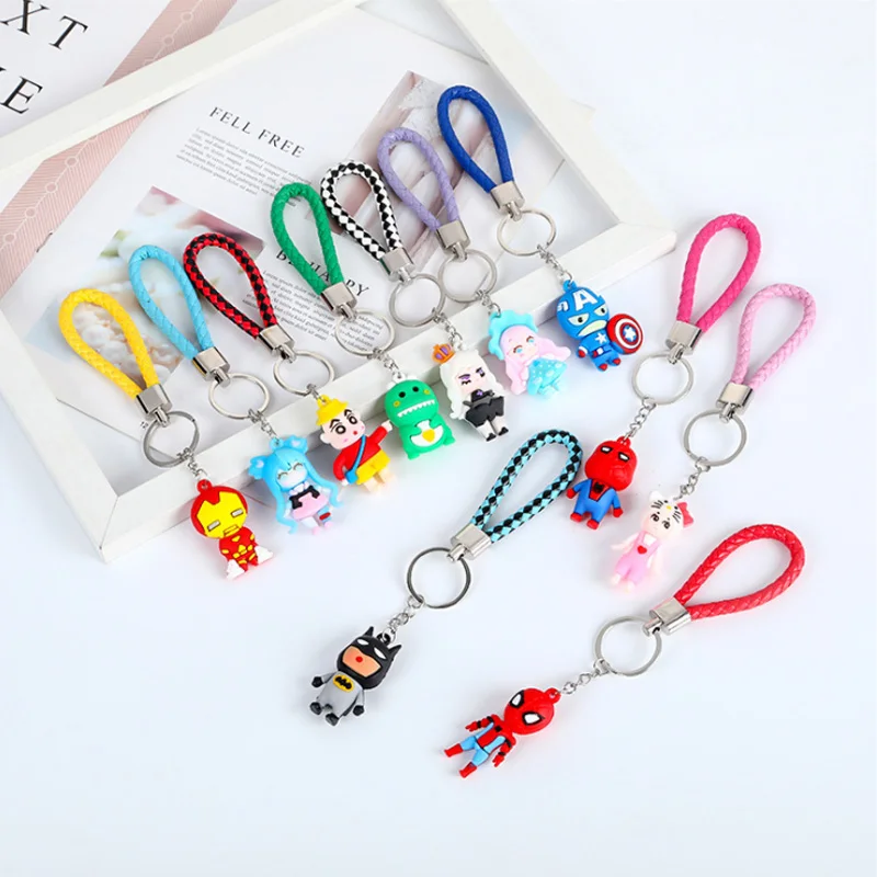 Disney Marvel Figure Keychain Anime Spiderman Mickey Minnie Stitch Donald Duck Hulk Thor Iron Man Trinket Car Bag Pendant Gift |
