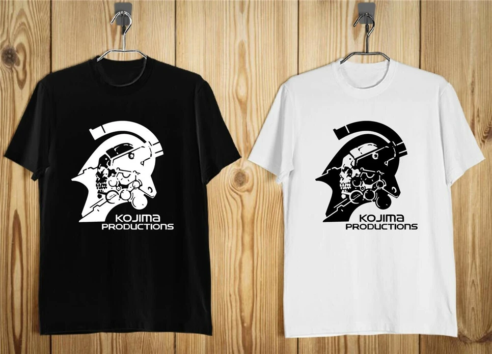 Новая мужская футболка с металлическим шестеренком Hideo Kojima products черно-белая