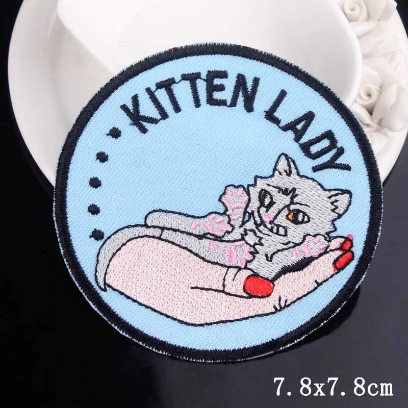 Приклеивающиеся утюгом нашивки DIY милый Кот патч вышитые патчи для одежды