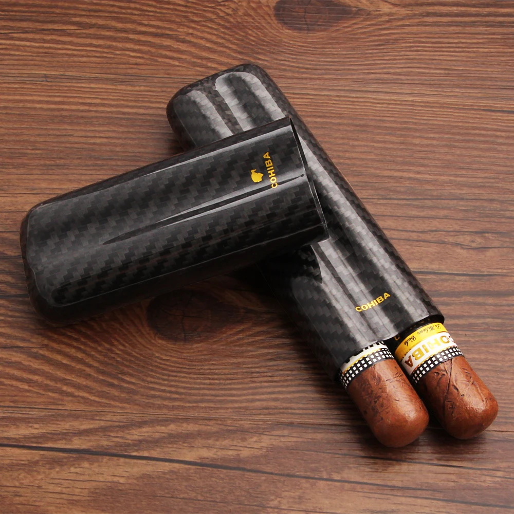 Углеродное волокно 2/3 чехол для сигар Humidor Роскошная портативная сигара Дорожный