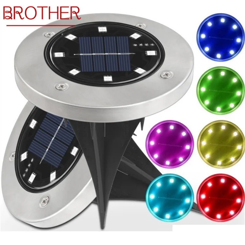 

BROTHER Solar Underground Lights Outdoor Stainless Steel Waterproof 8LED Garden Lawn Light Decorative For Garden Villa Landscape