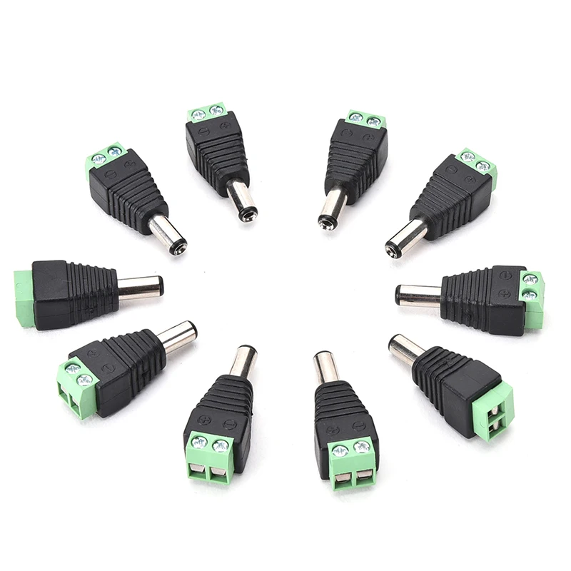 

10pcs CCTV Cameras 2.5mm x 5.5mm Male DC Power Plug Adapter DC Power male Plug Jack Adapter Connector Male Plug Socket