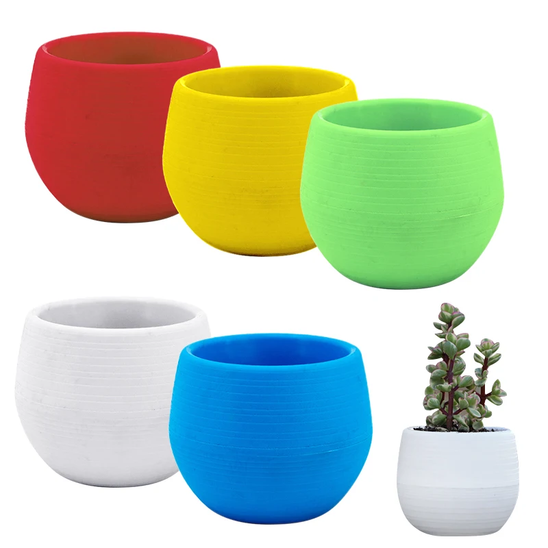

Flower Plant Pot Mini Colourful Round Plastic Garden Home Office Decor Planter Desktop Flower Pots Decorflower Potative Dropship