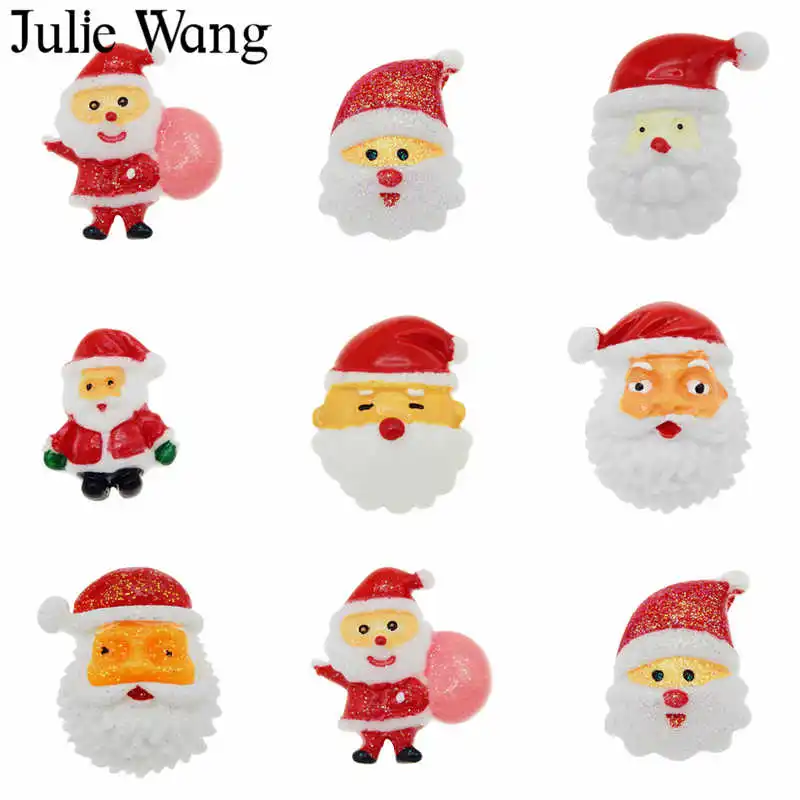 Julie Wang 6 20 шт полимерные рождественские амулеты смешанные Санта Клаус дерево