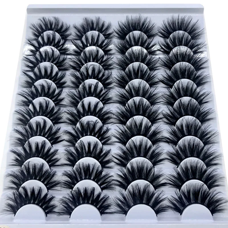 20 Pairs 18-25 mm 3d Mink Lashes Bulk Faux Thick Long Wispy Natural Mink Lashes Pack Short Wholesales Natural False Eyelashes