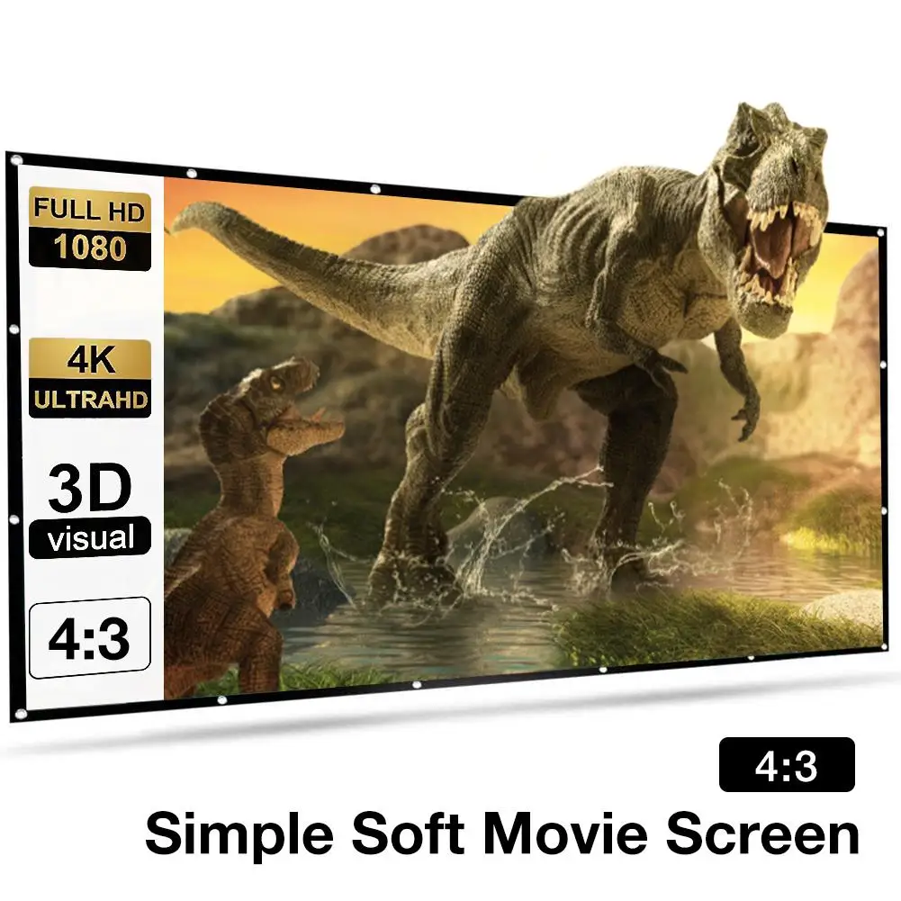 150 Inch 4:3 Portable Folding Movie Screen HD Crease-resist Indoor Outdoor Projector For Home Theatre Office Electronics | Электроника
