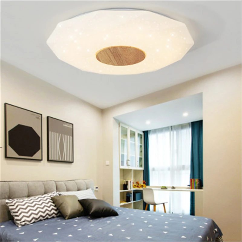 

Nordic Simple Modern Children's Room Lighting Solid Wood Ceiling Light Starry Geometry LED Creative Bedroom colakroom Lamp