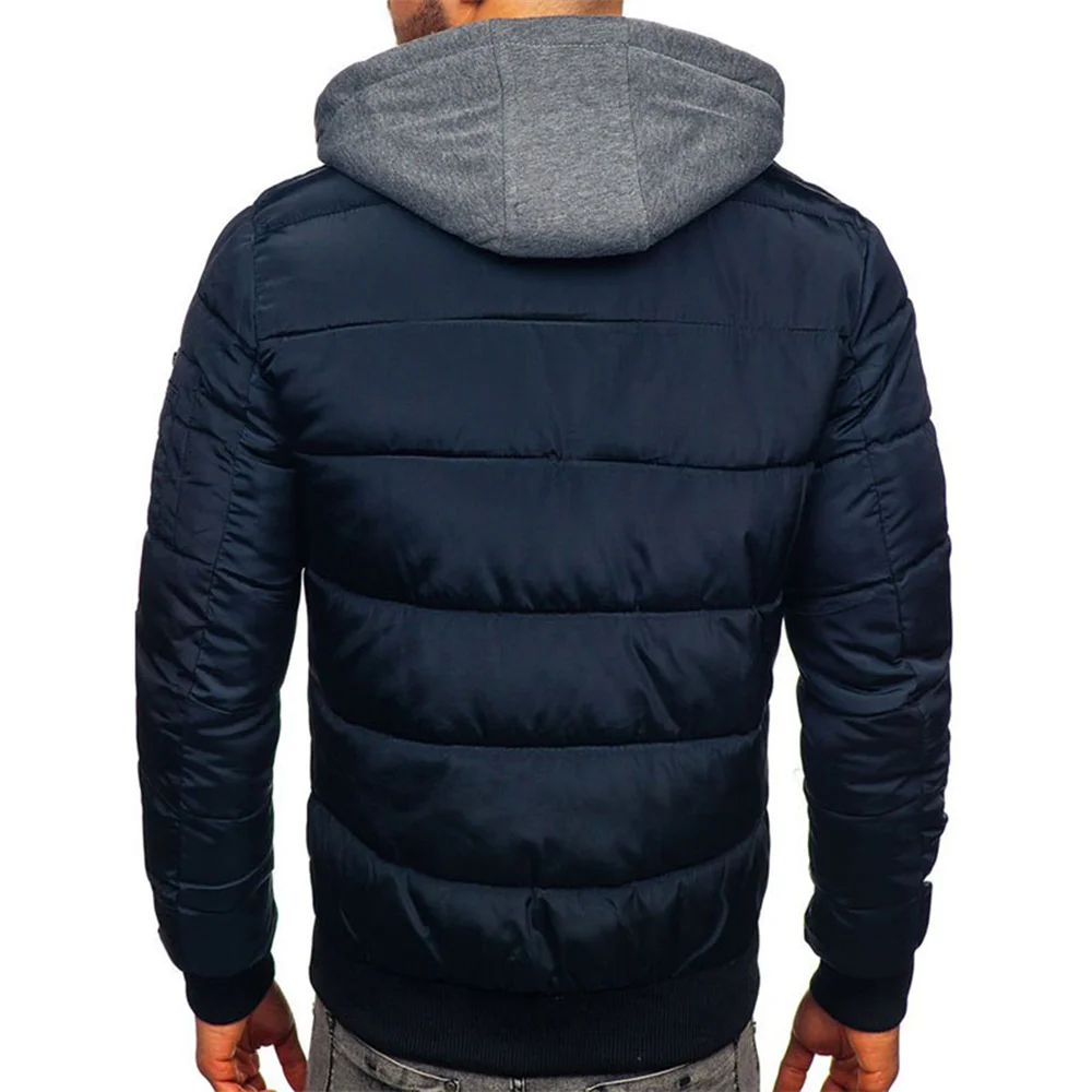 Winter Men Jacket Long Sleeve Casual Highly Warm Fake Two-piece Cardigan Winter Slim Jacket   Down Coat for Daily Wear Clothing